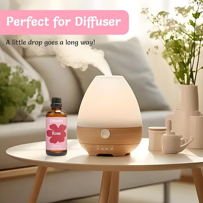 Premium 100ml Rose Fragrance Oil, Essential Oils for Diffusers for Home, Scented Oil for Soap-Making, Candle Scent Supplies and More DIY Projects, Spring Rose Diffuser Oils Gifts
