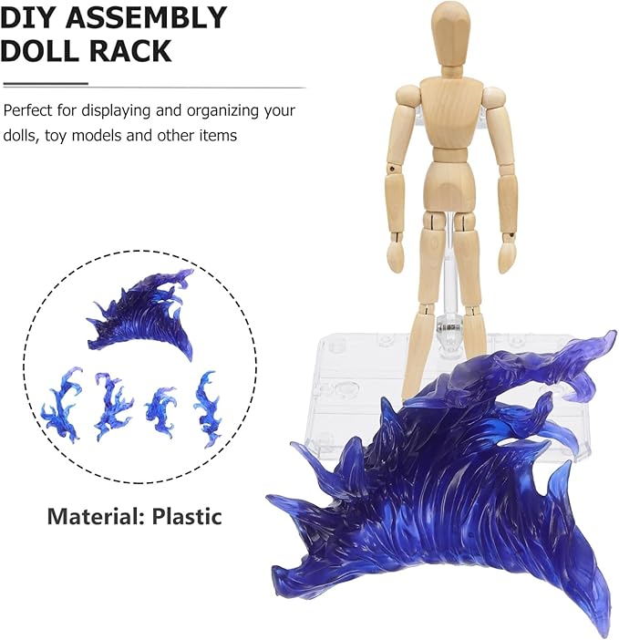 Action Figure Stand Set with Fire Effects - Purple & Blue Display Holder for 6-12 Inch Models Easy Assembly and Sturdy Support