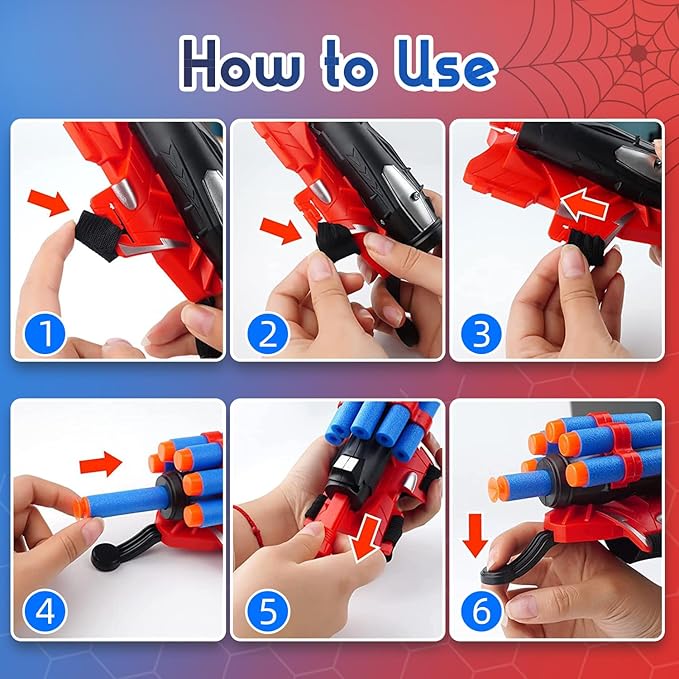DRAVF Spider Web Shooter Toy for Men and Kids, Super Spider Webs Shooters Hero with Wrist Toys Set Cool Stuff Funny for Christmas Halloween Birthday Gifts (Blue)
