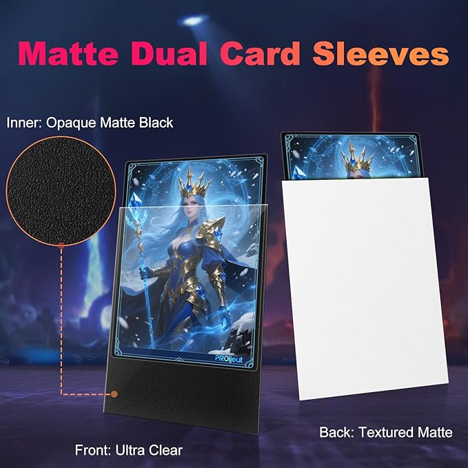 200 Pack Card Sleeves, Matte Dual Trading Card Sleeves with Opaque Back & Smooth Shuffle, Tear Resistant Card Protectors for MTG, TCG and Game Cards (Snow White)