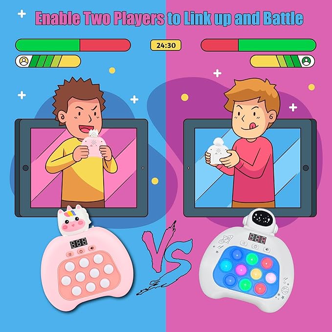 Fast Push Pop Fidget Toys for Kids, Handheld Puzzle Game with LED Screen & Multiplayer Mode, Sensory Toys for 3-12 Year Old Girls Boys, Fun Battle Gifts for Friends（Christmas）