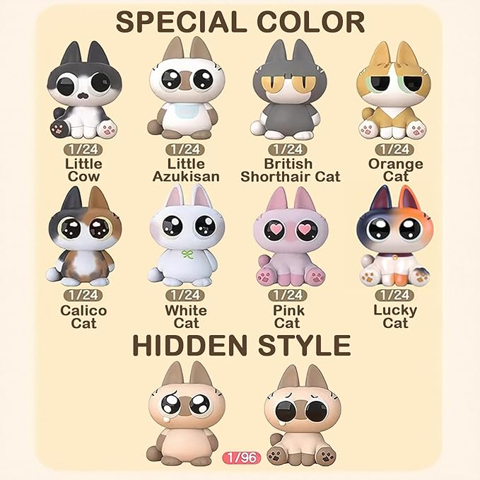 BEEMAI Nobeko Azukisan Mini Bean Series Blind Box 8-Box Set, Contains 24 Figures No Repeat