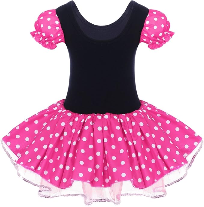 IBTOM CASTLE Toddler Girl Polka Dots Party Fancy Costume Tutu Dress up Dance Leotard Gymnastic Cosplay Cartoon Ear Headband