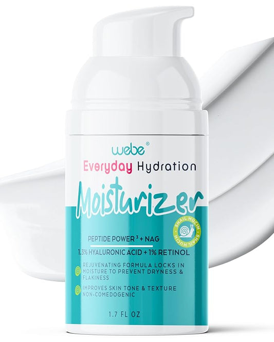 WEBE Hydration Snail Mucin Moisturizer – Advanced Anti-Aging Cream with Hyaluronic Acid, Retinol & Peptides | Deeply Hydrating, Firming & Rejuvenating Face Cream for Radiant, Healthy Skin