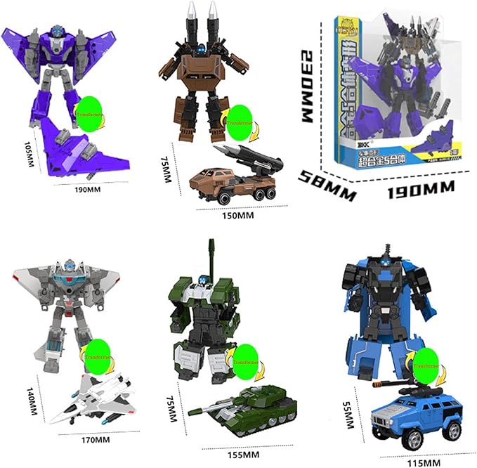 Alloy Military Transformer Toy, Fighter Tank Model Deformation Robot Action Figures for Kids Boys Girls
