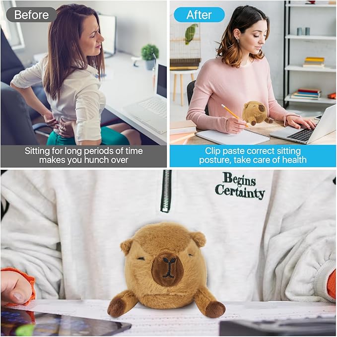 7.8" Capybara Plush – Posture Improvement Desk Buddy – Soft & Supportive Sitting Companion – Cute Stuffed Animal for Office, Study & Gift