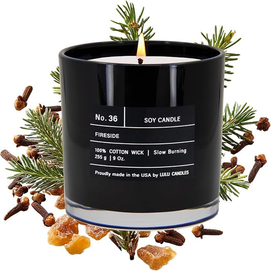 Lulu Candles | Fireside | Smells Like a Bonfire | Luxury Scented Soy Jar Candle | Hand Poured in The USA | Highly Scented Long Lasting (9 Oz.)