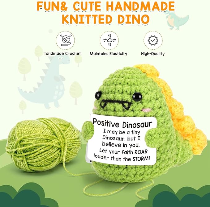 AICase Funny Positive Dinosaur Gifts How to Train Your Dragon Cut Gifts Emotional Support Nuggets Inspirational Crochet Animals Handmade Cheer Decor Birthday Gifts for Sister Daughter Son
