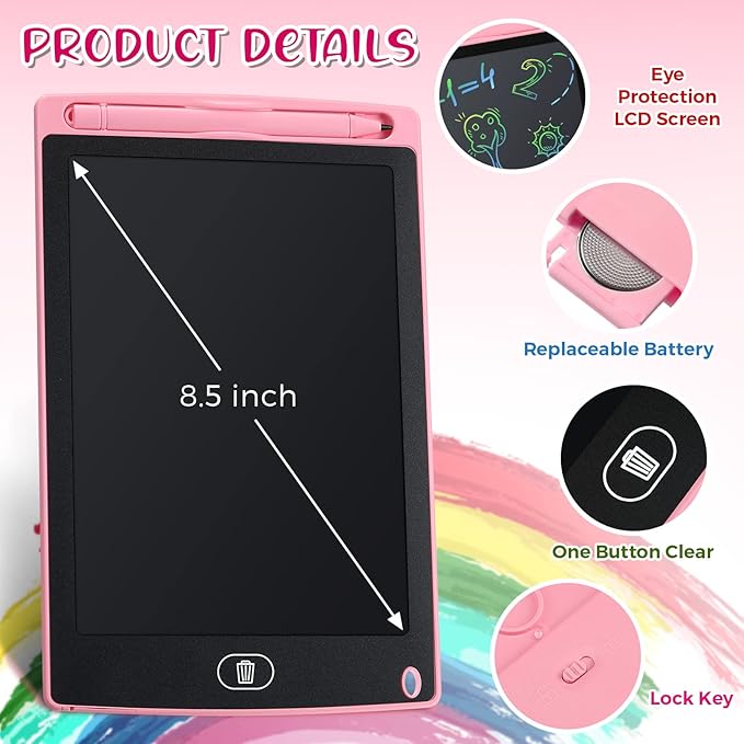 Zhehao 20 Pack LCD Writing Board for Kids, 8.5 Inches Doodle Reusable Screen Drawing Pad Erasable Painting Pads Educational Toy for 3-8 Years(Blue, Red, Green, Pink)