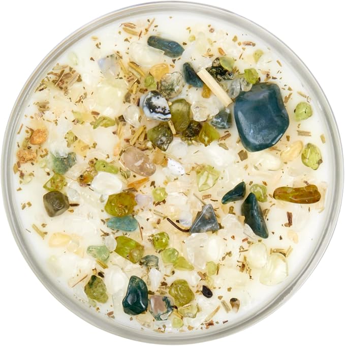 Spring Candle by New Moon Beginnings - Rosemary & Citrus Candle - Soy Candle - All Natural Aromatherapy Essential Oil Candle - Herb & Crystal Candle - Energy Cleansing Candle - 8 oz Tin