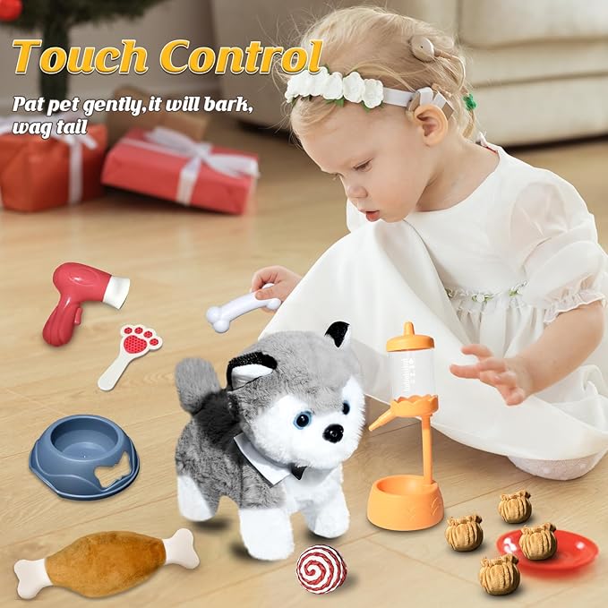 Puppy Toys for Kids, Toy Dogs That Walk and Bark, Walking Dog Toy for Kids with Leash, Interactive Stuffed Puppy with Remote Control, for Girls and Boys Aged 3-7 Year Old