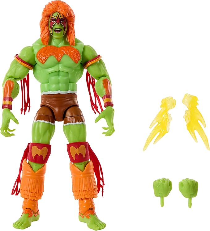 WWE Mattel x Street Fighter Ultimate Warrior As Blanka Action Figure, 6-inch Elite Collectible Wrestling Series Mashup, Highly Articulated with Accessories, Ages 8+, JLD78