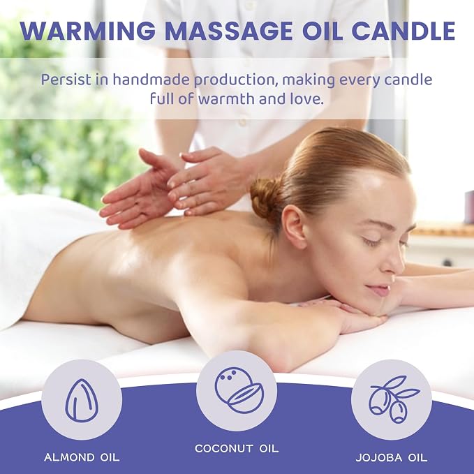 Warming Massage Oil Candle, Scented Body Oil Candle for Spa & Home Use, Romantic Gift, 2.02 oz (Lavender)