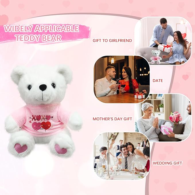 Pink Heart Teddy Bear Stuffed Animal - Soft with Adorable Pink Outfit & Heart-Shaped PawsPlush, for Kids Adults Valentine's Day Birthday