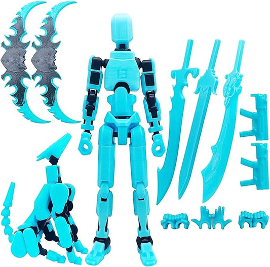 T13 8 inches Large Action Figure Glow in The Dark Blue (Assembly Completed) Dummy 13 Titan 13 Poseable Collectible Highly Detailed Sculpting & Accessories for Display and Play (Blue Black)