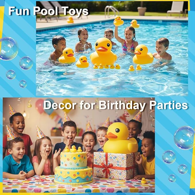 17.7" Giant Rubber Yellow Duck/Duckies, Kalafona No Hole Large Huge Giant Jumbo Duck Bath Toy No Bebe Noise Bathtub Toys Waterproof Without Hole For Baby Shower Birthday Party Favors Beach Summer Pool