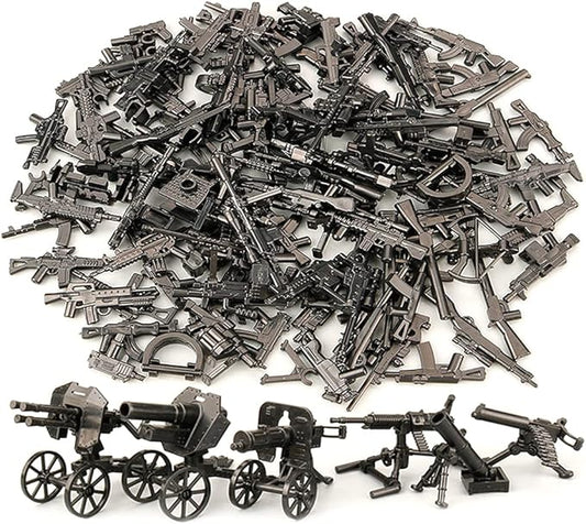 Military Weapons Pack Guns and Accessories for Minifigures, Custom Military War Gears Building Blocks Toy, 6 Heavy Weapons and Over 80 Pieces War Equipments for Legomaniacs