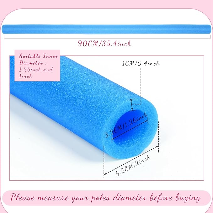 Gemscream 12 Pcs Trampoline Pole Foam Sleeve 35.4" Length 2026 Upgrade Materials Waterproof Trampoline Poles Cover Replacement for Outdoor Accessories