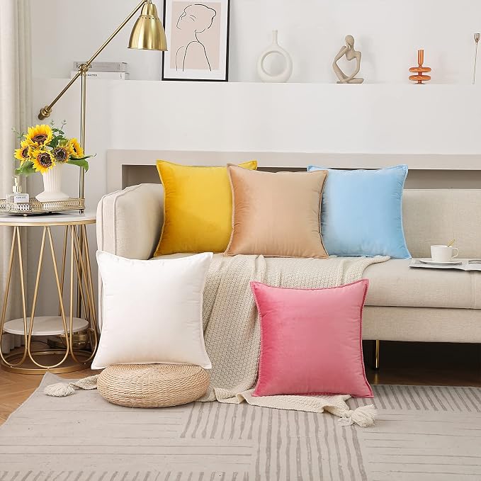 Velvet Purple Throw Pillow Covers 20”x20”Pack of 2 Soft Decorative | Square Cushion Covers for Couch Sofa Bed Livingroom Car Home Decor,50x50Cm