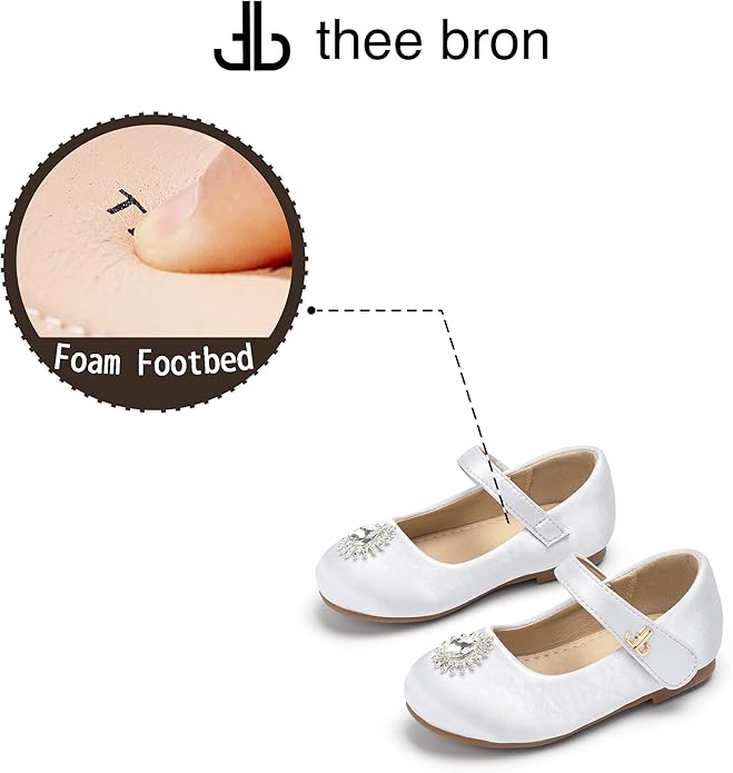 THEE BRON Mary Jane Ballet Flats - Girls' Dress Shoes with Hook & Loop Closure