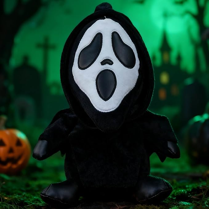 Spooky Horror Plush with Phantom Mask Creepy Stuffed Animal Toy Scary Doll for Kids and Game Fans Great Gift for Birthday Halloween Christmas Party
