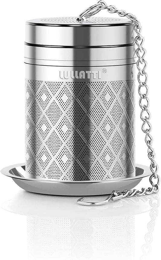 Tea Infuser (1 Pack), Extra Fine Mesh Loose Leaf Tea Steeper with Diamond Pattern & Extended Long Chain, 18/8 Stainless Steel Tea Ball Strainer for Brewing All Kinds of Tea