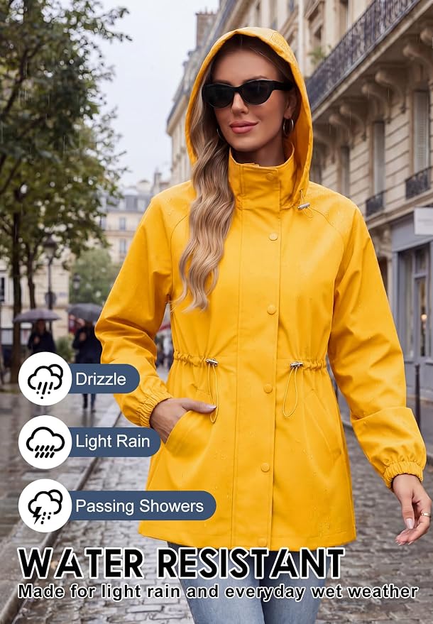 Zando Rain Jacket Women Waterproof - Lightweight Rain Coat with Hood Windbreaker Trench Raincoat for Women 2026 S-2XL
