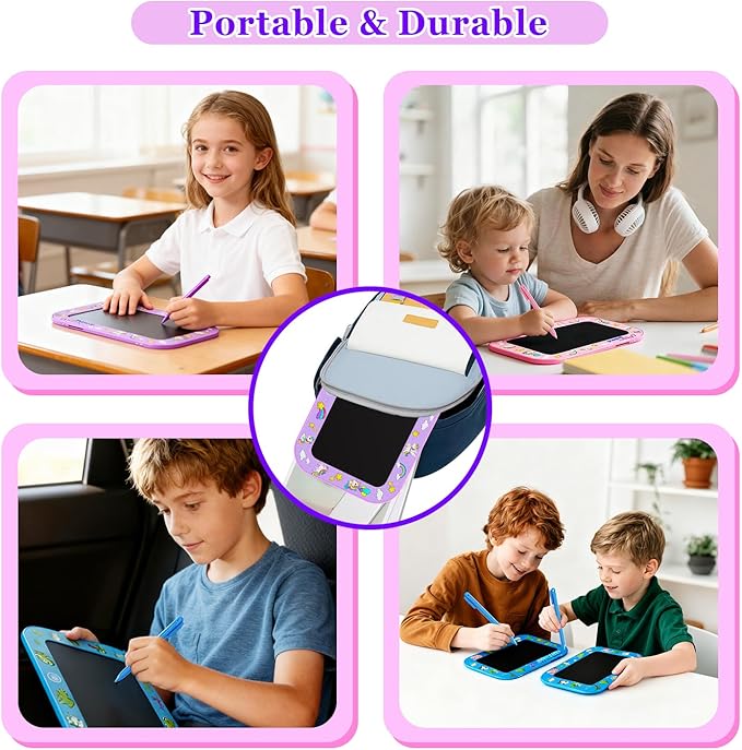 LCD Writing Tablet for Kids,12Inch Colorful Reusable Erasable Electronic Toddler Doodle Board Drawing Tablet Pads,Educational Learning Toys, Gifts for 3 4 5 6 7 8 Year Old Girls Boys (Purple-12IN)