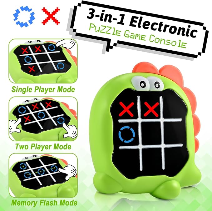 Electronic Tic Toe Bolt Game, 3-in-1 My toeTac Digital Tic Toe Game, Travel Board Fidgets Games for Kids 4 8 12, Brain Memory Games for Kids, Birthday Toy for Girl Boy