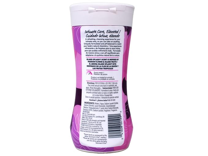 Summer's Eve Island Splash Refreshing Daily Feminine Wash, Removes Odor, pH balanced, 9 fl oz. (Pack of 4)