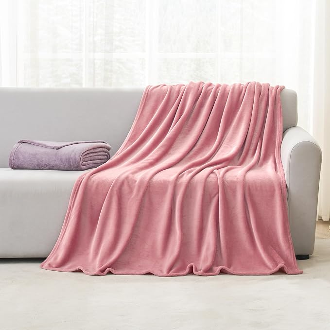 Hansleep King Fuchsia Fleece Blanket, Soft Flannel Bed Blanket | Fuzzy Cozy Blanket 90x108 Inches, Multi-use for Bed, Sofa, Couch, Travel, Camping, All Season Warm Lightweight Cover