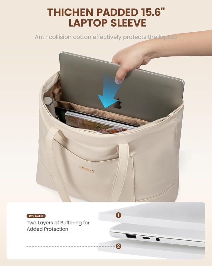 LOVEVOOK Tote Bag for Women, Work Tote with Laptop Compartment for Nurse Travel Commuter, Gym Tote Purse with Yoga Mat Strap