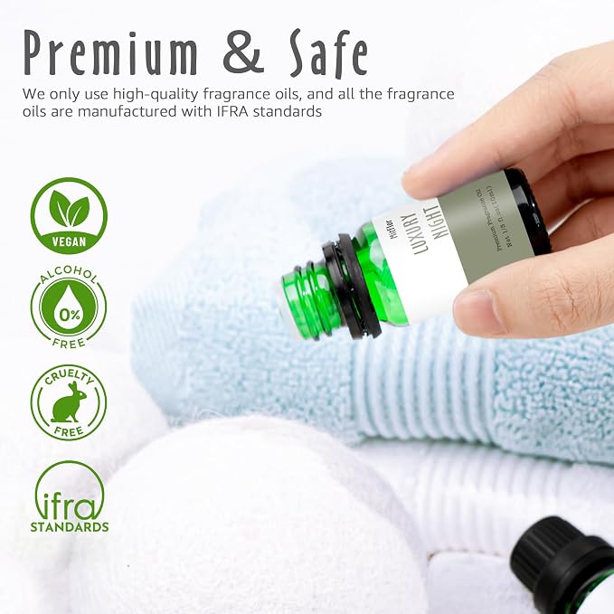 Hotel Fragrance Oils, MitFlor Diffuser Oil Scents for Home, Office, Fragrance Oil for Candle Soap Making, Aromatherapy Essential Oils - 6x10ml, Lemon & Thyme, Luxury Night, White Tea and More