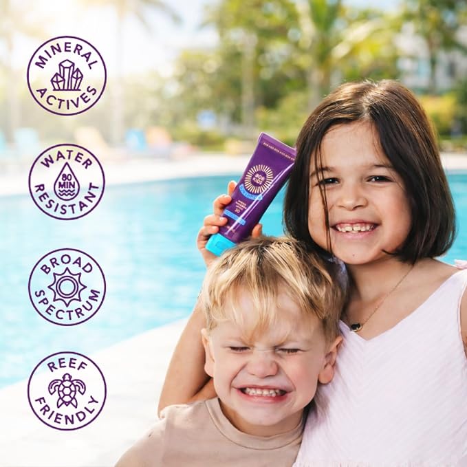 Brush On Block - Sunscreen for Kids & Baby - BOB KIDS Mineral SPF 30 Lotion - 22% Zinc Oxide, No White Cast, Reef Safe - Non Toxic Sunblock with Coconut Oil - Sensitive Skin Face & Body 3oz