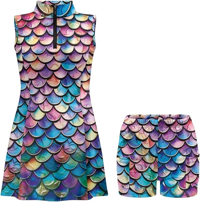 Golf Dress Tennis Dresses for Women with Built in Shorts and Pockets Sleeveless Athletic Dress Workout Dress
