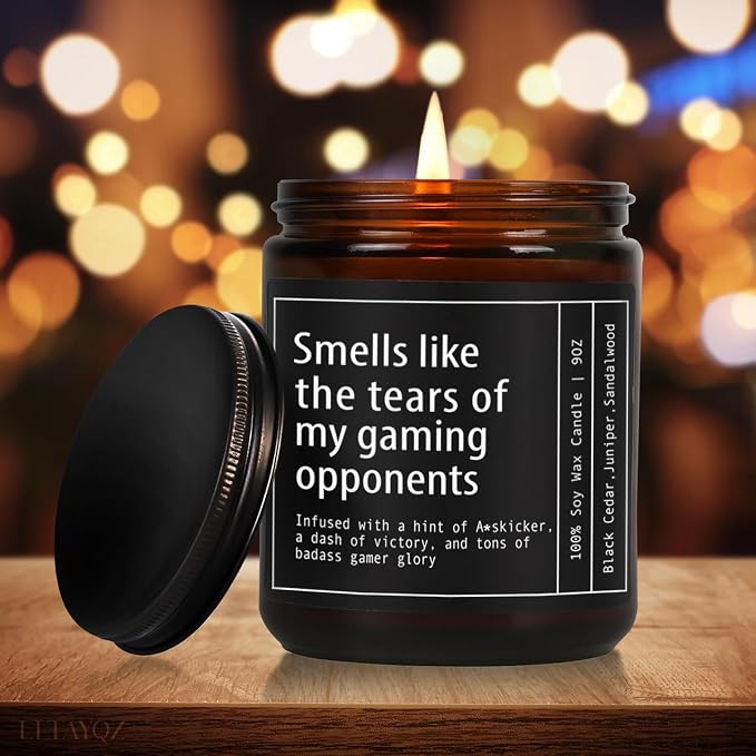 Funny Gaming Gamer Candle Gifts for Men, Candle Smells Like The Tears of My Gaming Opponents, Unique Birthday Christmas Gamer Candles Gift for Boyfriend/Brother/Husband/Dad/Teen Boys/Game Lover-100
