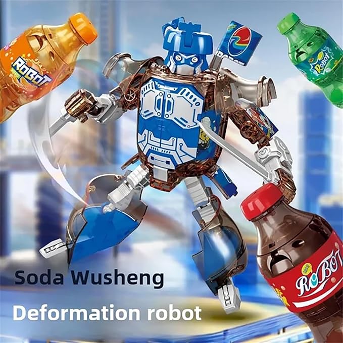 Atlodas 2025 New Beverage Bottles Deformation Robot Toys, Soda Can Transforming Robot Toys for Kids Gift, Creative Soda Deformation Figures for Boys, Birthday Christmas Choice for Boyfriend (Orange)