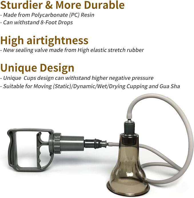 Cupping Set Cupping Therapy Set Massage Cups for Pain Relief Physical Therapy Body Massage Gua Sha- 3 in 1 Cupping Kit for Massage Therapy with Pump Vacuum Suction 6 Extra Thick Super Cups