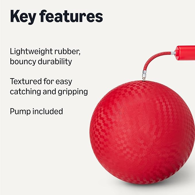 Amazon Basics 10-Inch Playground Kickball, 2-Pack, Red with Pump
