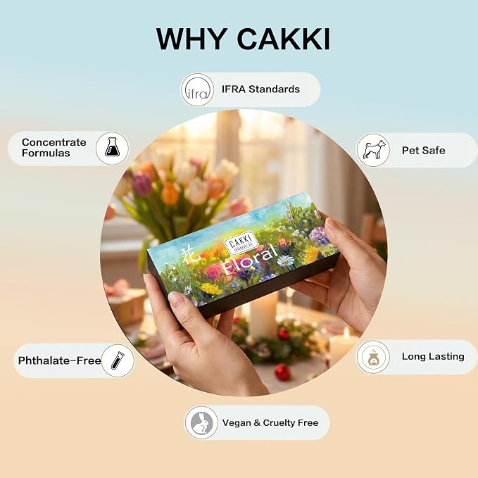 CAKKI Essential Oils for Diffusers for Home, Floral Fragrance Set, 6x10ml | Rose, Lavender, Chamomile, Eucalyptus, Orange Blossom, Jasmine, For Candles Making, Long Lasting