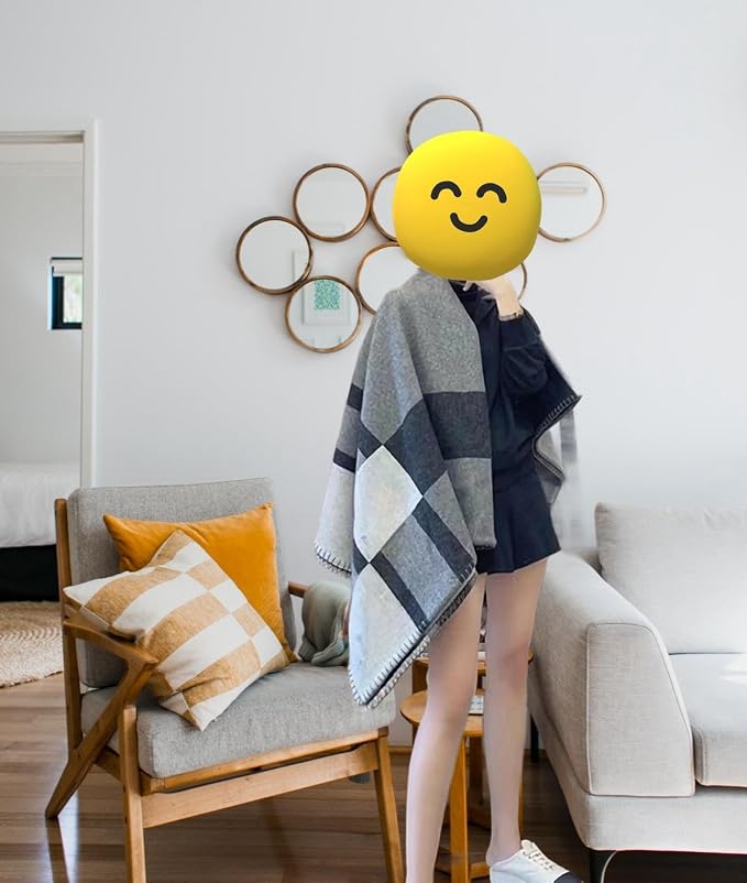 Fcteap h Blanket Soft Throw Blanket Faux Fleece Cashmere Plaid Warm Shawl Thick Knitted Plush Cozy Comfy for Women Throw Blanket for Sofa Couch Bed Queen King Size 55x66 in (Black)