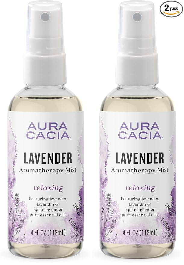 Aura Cacia Relaxing Lavender Aromatherapy Mist,4-Ounce,Lavender Pure Essential Oils,Sweet & Floral Aroma,(Pack of 2)