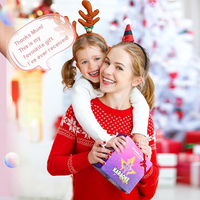 Mini Karaoke Machine for Kids Adults, Portable Bluetooth Speaker with 2 Wireless Microphones, Birthday Gifts Toys for Girls Boys Ages 3, 4, 5, 6, 7, 8, 9,10,11,12+ Years Old Toddler (Orange)
