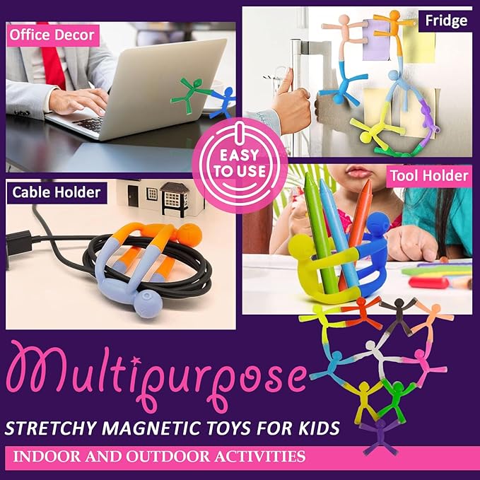 MAGMEN Enhanced Grip Magnetic Fidget Toys 10 Pack Travel Entertainment for Kids Ages 3 and Up STEM Sensory Toys for Airplane Car Trips & Quiet Play. Opaque Colors