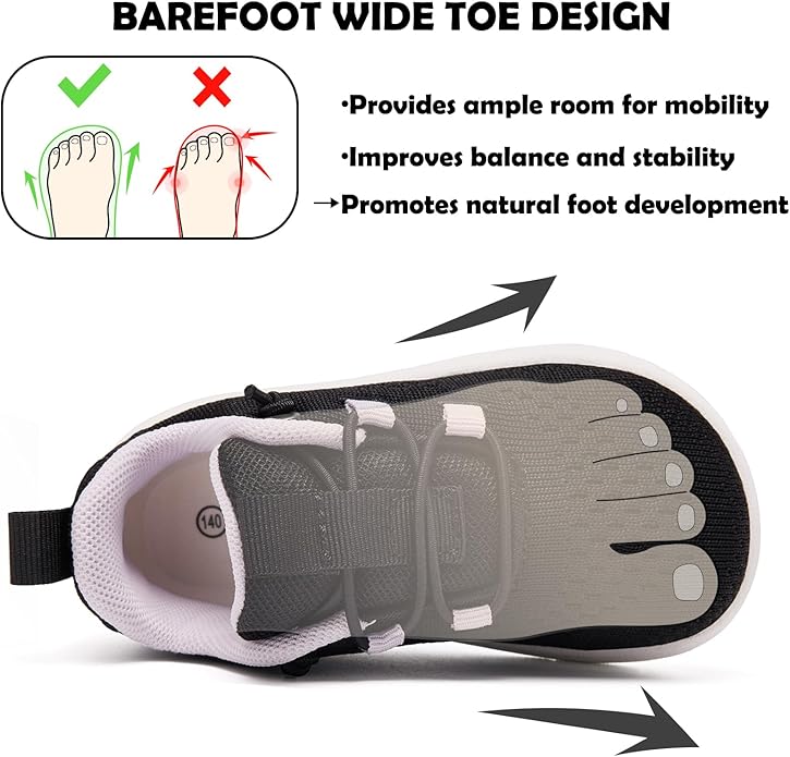 MORENDL Wide Toddler Shoes Baby Walking Shoes Girls Boys Zero Drop Minimalist Sneakers Slip On Tennis Shoe Breathable Naturally Flexible