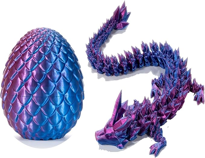3D Printed Dragon Easter Egg - Perfect Basket Essentials Stuffers, Prefilled Easter Egg Filled with Toy, Articulated Crystal Dragon Fidget Toy