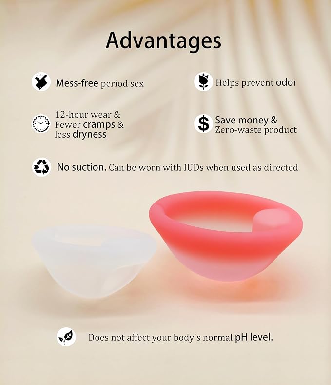 Menstrual Disc, Reusable Medical-Grade Silicone Soft, Flexible, Reusable Period disc for Women - Wear 12 Hours - Removal Notch (Pink+White, M+S)