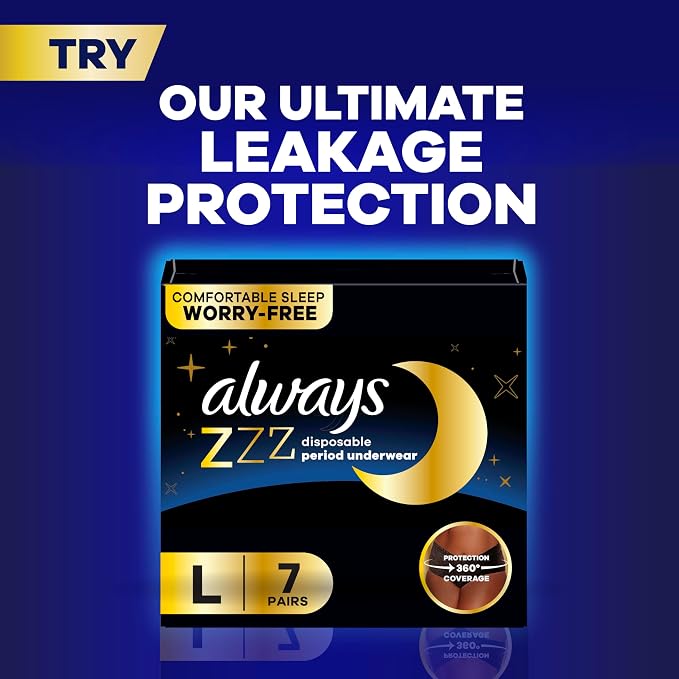 Always Maxi Overnight Feminine Pads with Wings for Women, Size 6, Ultimate Heavy Overnight Absorbency, Unscented, Up to 100% Leak-Free Protection, 21 Count