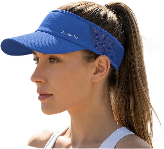 Sport Sun Visor Hat for Women Men - Lightweight Stretchy Polyester Spandex Quick Dry Sweatband Wrinkle Resistant