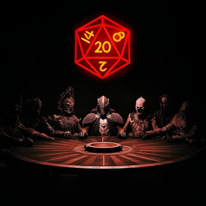 Dice Neon Signs for Wall Decor,Cool Dimmable Dungeons and Dragons Dice Game LED Sign,13x11 inch USB Powered Dimmable Neon Light for Man Cave, Game Room, Bedroom, Party Decoration Gifts